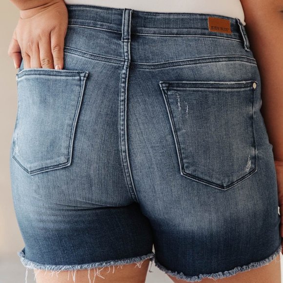 Judy Blue Denim Cutoff Shorts - Picture 8 of 11
